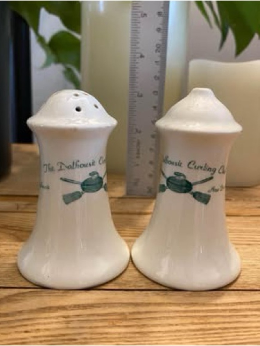 Vintage The Dalhousie Curling Club Salt & Pepper Shakers Made in England